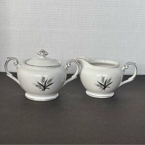 Kutani China Sugar & Creamer Set Hand Painted Silver Beautiful Vintage